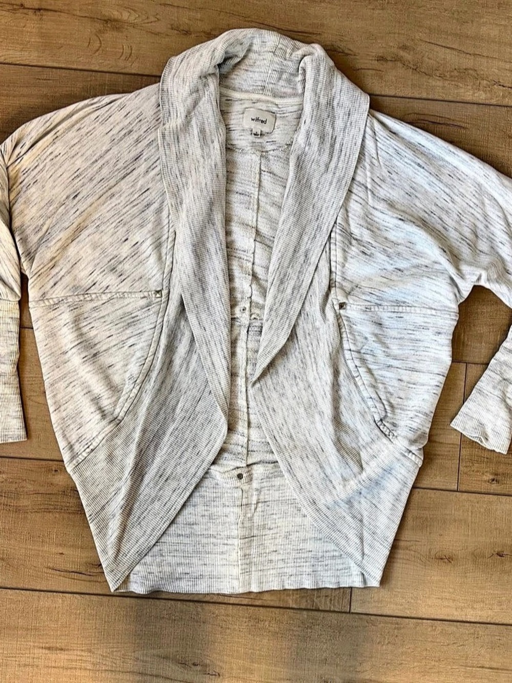 Wilfred Diderot Sweater open cardigan space dye cream sm oversized ribbed cuffs